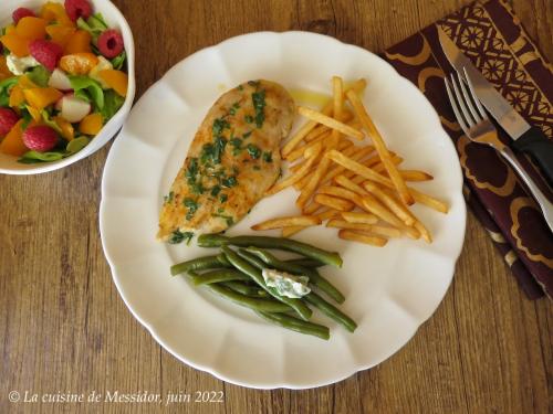 Escalopes de poulet bbq, vinaigrette gin et estragon + de Messidor | Photo de Messidor