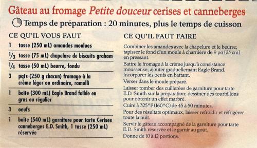 Gâteau au fromage petite douceur cerises et canneberges de E.d. Smith | Photo de PassionRecettes