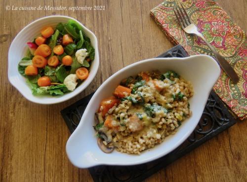 Gratin d'orge aux champignons et à la patate douce + de Messidor | Photo de Messidor