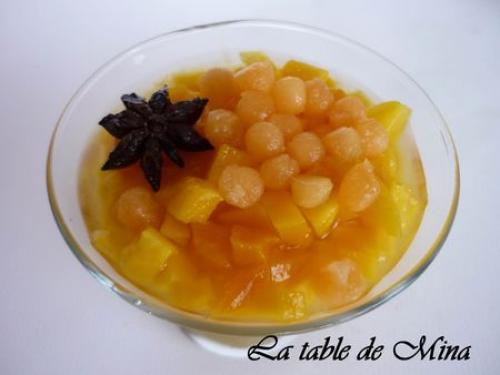 Panna cotta mangue-orange et ses billes de melon de Mamina13 | Photo de Mamina13