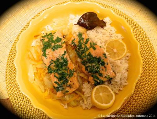 Papillote de saumon au pesto sur fondue de fenouil de Messidor | Photo de Messidor