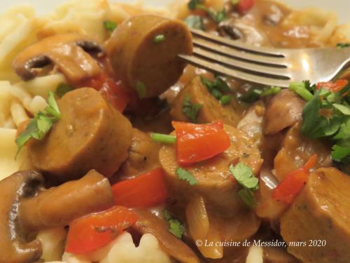 Saucisses en sauce stroganoff de Messidor | Photo de Messidor