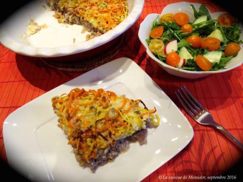 Tourte à la viande gratinée, croûte aux légumes en spirales de Messidor | Photo de Messidor